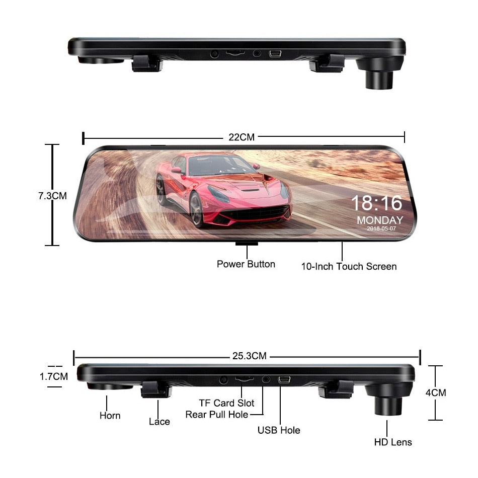 Car DVR Mirror Video Recorder Touch Screen Dashcam